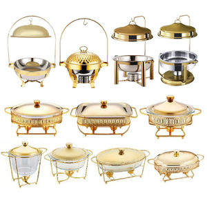 Juego de platos de chef de acero inoxidable para fiesta de boda, calentadores de comida, plato de frotamiento de buffet dorado y plateado para plato de servicio de catering - Product Image 6