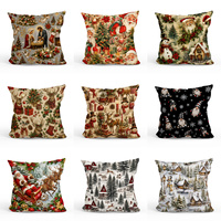 Housse de coussin de Noël, motif Père Noël, traîneau, bonhomme de neige, gnome, village d'hiver, coussin décoratif, cadeau de Noël