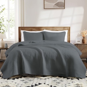 Copriletto Grey trapunta Set di biancheria da letto per tutte le stagioni con 2 cuscini Shams adatti per letto, divano - Product Image 6