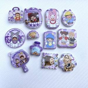 Accessoires de perles imprimés double face à trous traversants Qiqi violet, chaîne de téléphone, accessoires de sac, accessoires de bricolage, accessoires de stylo perlé - Product Image 2