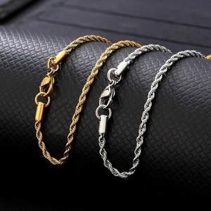 Cadena de Cuerda de 4mm, Resistente al Deslustre, Impermeable, con Eslabones Trenzados, Chapada en Oro de 18K, Collar Clásico de Acero Inoxidable de Primera Calidad para Hombres y Niños Unisex - Product Image 5