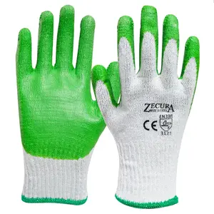 サウジアラビア市場グリーンラテックスパームコーティング安全手袋ダブルディップオレンジラテックスコーティング工業用作業用手袋