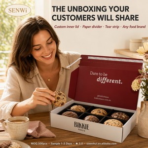 Caja de Envío Personalizada de Grado Alimenticio con Impresión a Doble Cara, Tira de Apertura y Inserto de Papel para Caja de Suscripción de Galletas y Bizcochos de Panadería - Product Image 5