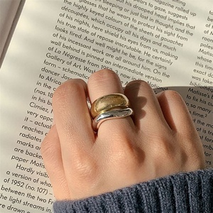 Korean <b>Rings</b> Women Stainless Steel Wave <b>Ring</b> Jewellery 18k Gold <b>Ring</b> Women - Product Image 5