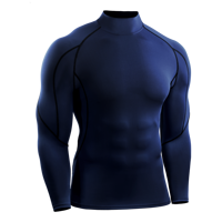 T-shirt de Compression Taille US, Col Montant, Collant de Sport Homme, Manches Longues, Élastique, Sous-vêtement de Base pour Course et Fitness