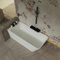 Baignoire autoportante ovale en pierre artificielle à surface solide, style moderne, pour mur arrière, écologique, usage hôtelier, avec drain intégré, garantie 5 ans