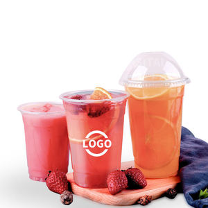 Gobelets en plastique transparent jetables pour boissons, à paroi simple, 90 mm, avec logo personnalisé imprimé en UV, 12, 16, 24, 32 oz, pour café, bubble tea - Product Image 1