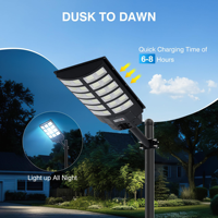 Nouveau lampadaire solaire LED 1000W super lumineux de grande taille avec télécommande, étanche IP67 pour extérieur, 12000 lumens