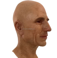 HLC OEM 1 Pièce Masque Facial en Silicone Homme Âgé Grand-Père, Masque Humain Réaliste en Silicone avec Perruque et Barbe pour Fêtes Cosplay