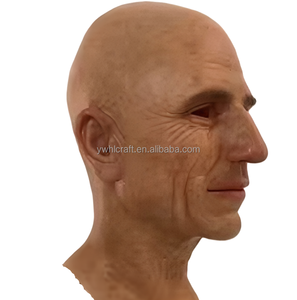 HLC OEM 1PC Topeng Wajah Silikon Pria Tua Nenek Realistis Topeng Silikon Wajah Manusia dengan Wig dan Jenggot untuk Pesta Cosplay - Product Image 6