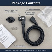 Connecteur mâle coudé à 90 degrés JBoCnt DM60 2+8 100A IP67 DC 500V 5000 cycles UL94-V0 ignifuge en cuivre et nylon