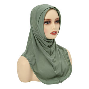 Turbante hiyab de poliéster de color sólido al por mayor para mujeres musulmanas, bandana de moda, sombrero religioso instantáneo para Oriente Medio Islam - Product Image 2