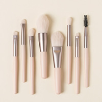 Logo personnalisé Portable 8 pièces poignée en plastique en Nylon pinceaux de maquillage pour cheveux Kit d'outils de maquillage de haute qualité ensemble de pinceaux de maquillage
