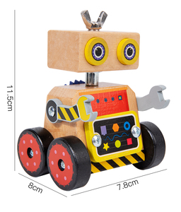 2024 3D <span class=keywords><strong>Robot</strong></span> voiture en bois style arrière engrenage assemblage <span class=keywords><strong>jeu</strong></span> Montessori bricolage cadeaux début jouets éducatifs pour enfants garçons filles - Product Image 6