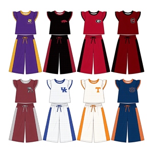 Pre-ordenar Conjuntos de Ropa <span class=keywords><strong>para</strong></span> Bebés <span class=keywords><strong>Niñas</strong></span>: Camisetas de Manga con Volantes de Estrellas de Fútbol de Otoño y Pantalones Acampanados Deportivos - Product Image 1