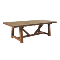 Mesa de Comedor Rústica de Madera de Teca para Exteriores, Estilo Rústico, Muebles de Jardín y Patio, Mesa Rectangular Larga de Madera Reciclada