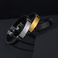 Bracelet en cuir PU tressé tendance Hip Hop pour homme, gravure au laser simple, logo personnalisé, bracelet tendance