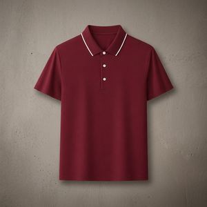 เสื้อโปโลแขนสั้นผู้ชาย สีพื้น ผ้าอ๊อกซ์ฟอร์ด คอปกแบบพับได้ ทรงปกติ กระดุมสีขาว - Product Image 3