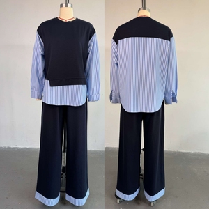 Set da Donna con Maglione <span class=keywords><strong>a</strong></span> Collo Tondo e <span class=keywords><strong>Pantaloni</strong></span> <span class=keywords><strong>a</strong></span> Vita Alta, Completo <span class=keywords><strong>a</strong></span> Due Pezzi con Motivo <span class=keywords><strong>a</strong></span> <span class=keywords><strong>Righe</strong></span> - Product Image 3