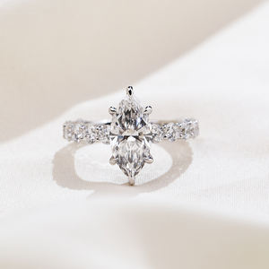 Bague en or blanc 14 carats avec diamant de laboratoire Messi Jewelry MSR-2009 pour femme - Product Image 1