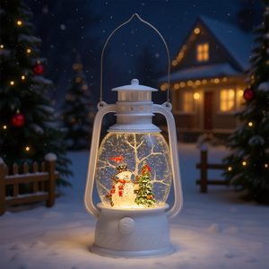 Lanterne de Noël DB Bonhomme de neige Arbre 4.7x4.7x8.3 LED Lumineuse en Résine Plastique avec Minuteur Décoration pour Usage Extérieur et Intérieur des Fêtes - Product Image 2