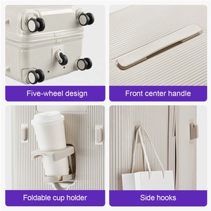 U.S Warehouse Waterproof Beige 3 Pieces Trolley Travel <strong>Suitcase</strong> Set Lightweight Hard Shell Travel Pc Luggage Set With Cup Holder - Product Image 4