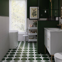 Carrelage de sol antidérapant en céramique 200x200 pour cuisine et salle de bain, motif petite fleur verte nordique, vente en gros d'usine, idéal pour balcon