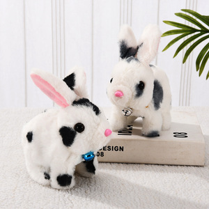 Giocattoli di peluche con macchie elettriche di coniglio di simulazione che parlano in modo morbido che cammina con il coniglietto di Pasqua giocattoli di peluche per bambini bambola animale interattiva - Product Image 3