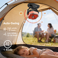 Ventilateur de camping rechargeable 8000 mAh à prix d'usine avec fonction Power Bank, 4 vitesses, silencieux, oscillation automatique et lumière LED