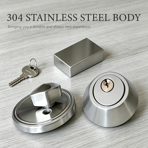 Stainless Steel Polished Single Cylinder Deadbolt <b>Lock</b> Knob Key Operated Waterproof Anti Theft for Wood <b>Door</b> Bedroom <b>Bathroom</b> - Product Image 4