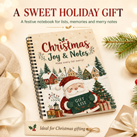 Cuaderno Espiral Premium al por Mayor con Lista de Regalos Navideños Impresa, A5, 100 Hojas, Papel Rayado de 80 g/m², Cubierta de 300 g/m², Encuadernación de Doble Alambre