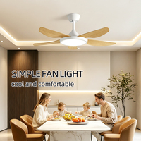 Ventilateur de plafond moderne de 52 pouces avec lampe, moteur DC, télécommande LED, 3/5/6 pales, 6 vitesses, CRI 90, lumière à spectre complet, batterie rechargeable