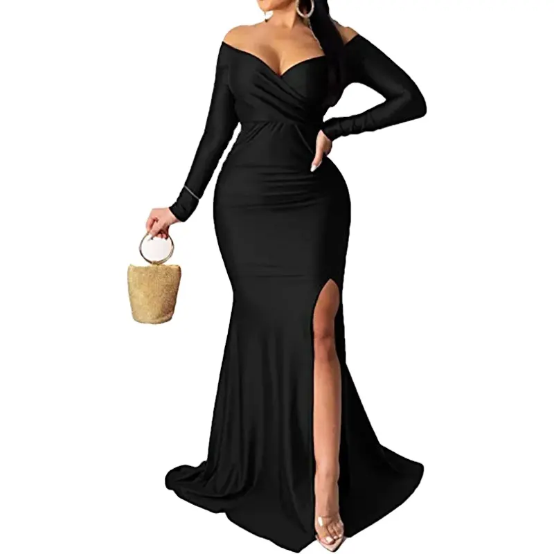 High quality women's black ball gowns for evening party formal maxi dress elegant dresses