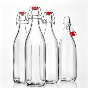 Bouteille en verre transparente avec bouchon à bascule de 500 ml, 750 ml, 1 L pour bière, jus, kombucha – Vente en gros, échantillon gratuit - Product Image 2