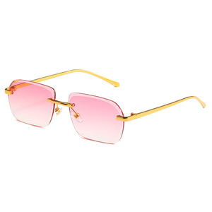 Gafas de Sol de Lujo para Hombre 2025, con Corte de Diamante, Lentes Degradadas Doradas con Protección UV400, Montura Metálica Cuadrada sin Marco, a la Moda - Product Image 2