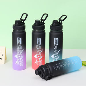 Bouteille d'eau sport réutilisable sans BPA, couleur dégradée personnalisée pour l'été, portable, à boire directement, en plastique, pour l'extérieur - Product Image 3