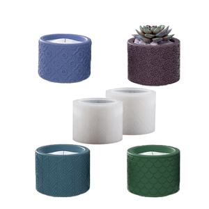 3D 4 modèles de fleur de prunier ligne graphique <span class=keywords><strong>Ginkgo</strong></span> <span class=keywords><strong>Biloba</strong></span> poisson écailles Surface cylindre moule en silicone pour bricolage résine vase succulent - Product Image 1