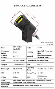 Nouveaux projecteurs LED COB d'extérieur permanents 2025 GT-01 IP65 étanches Ra95 certifiés CE Garantie 3 ans Légers Tactiles - Product Image 2