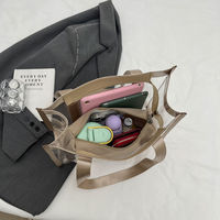 Sac fourre-tout 2-en-1 en PVC transparent couleur unie avec pochette intérieure, sac à main de shopping en plastique transparent pour femme, idéal pour le travail et les voyages, personnalisable avec logo, faible MOQ