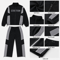 Ensemble de survêtement coupe-vent color block pour hommes, veste à col montant et pantalon ample à taille élastique, tenue de sport urbaine