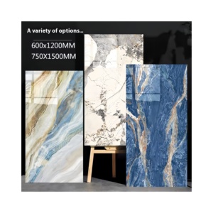 Azulejos Metálicos Esmaltados de Porcelana con Aspecto de Mármol de Lujo, <span class=keywords><strong>Imitación</strong></span> de <span class=keywords><strong>Piedra</strong></span>, Azulejos <span class=keywords><strong>Interiores</strong></span> <span class=keywords><strong>para</strong></span> Pisos y <span class=keywords><strong>Paredes</strong></span> de Salas de Estar Modernas - Product Image 1