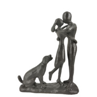 Sculptures Modernes en Fer Forgé : Couple et Chien Abstraits en Fonte – Accessoires de Décoration pour Bureau et Maison