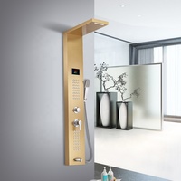 Robinet de douche à double poignée en nickel doré cascade pour salle de bain Colonne de douche avec douchette murale pour hôtels