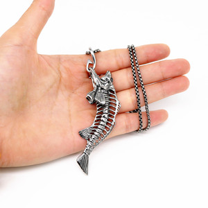 Collar Unisex de Acero Inoxidable con Colgante de Espina de Pescado yunnique, Joyería de Moda GZYP-0709 - Product Image 5
