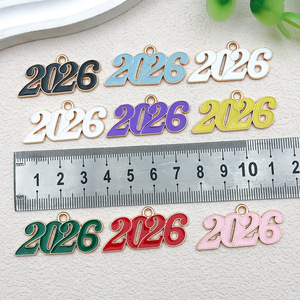 Numeri dell'anno 2026KC oro goccia in lega di olio ciondolo braccialetto da te collana portachiavi orecchio accessori gioielli - Product Image 3