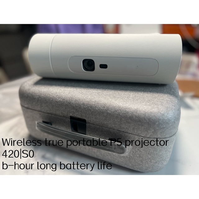 Bedroom Portable Built-in Battery Projector P5 DLP 1080P Wireless Screen Mirroring, with a Battery Life of 5 Hours