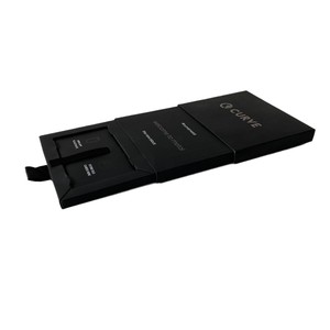 Curve Metal Card Case <b>Black</b> Rigid <b>Box</b> With Handle Gift Packaging High End Craft - Product Image 5