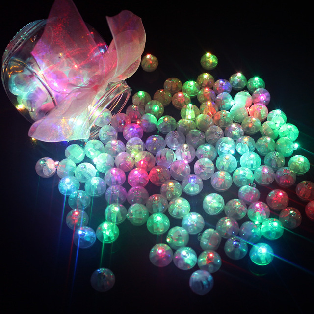 Nicro Neon Party Supplies LED Colorful Small Round Ball Balloon Light Color Flash Chip Small Round Mini Flash Light