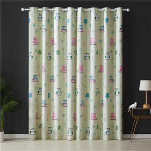 En gros Bleu Belle Impression <span class=keywords><strong>Style</strong></span> Chambre D'enfant Pleine Ombrage Tirer Plissé Ruban Personnalisé Polyester Rideaux Occultants// - Product Image 2