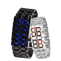 Montre bracelet pour homme tendance unique créative de style européen américain avec LED en forme de lave, montre numérique rétro pour couple, montre de sport